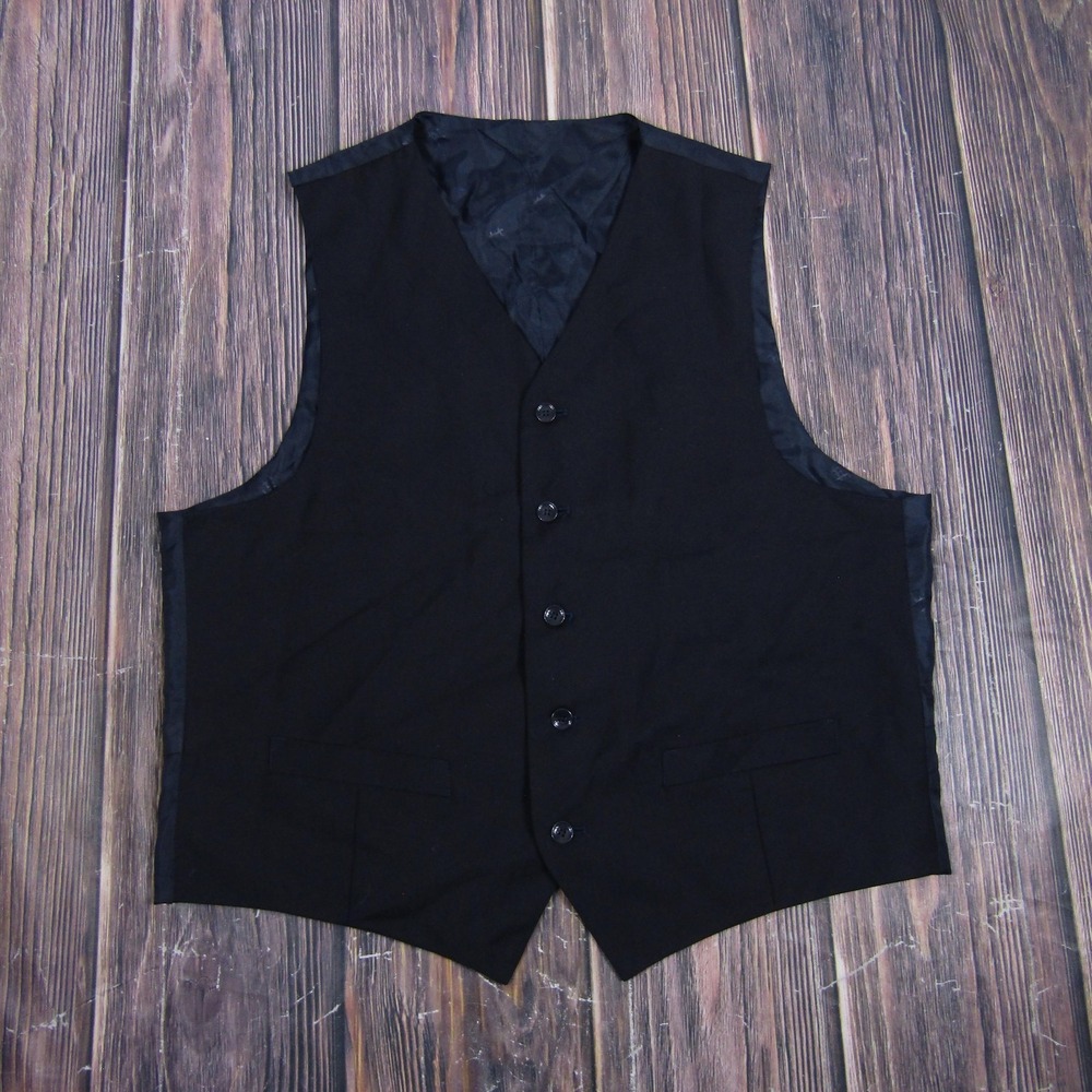 Suit Vest Carlo Lusso Mens 44 Black Solid 3 Piece Belted Formal Waistcoat
